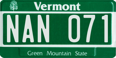 VT license plate NAN071