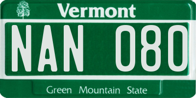 VT license plate NAN080