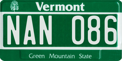 VT license plate NAN086