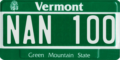 VT license plate NAN100
