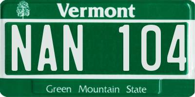 VT license plate NAN104