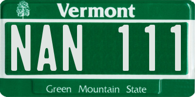 VT license plate NAN111