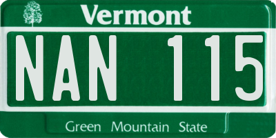 VT license plate NAN115
