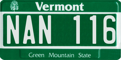 VT license plate NAN116