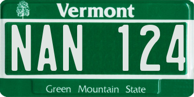 VT license plate NAN124