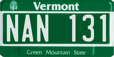 VT license plate NAN131