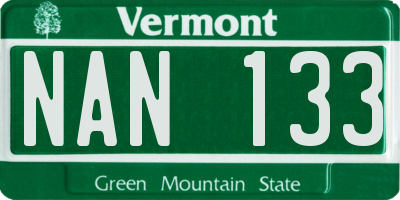VT license plate NAN133