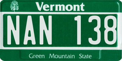 VT license plate NAN138