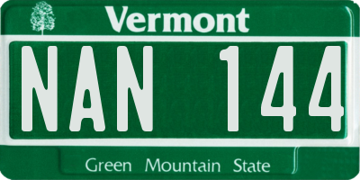 VT license plate NAN144