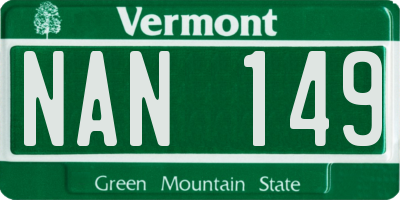 VT license plate NAN149