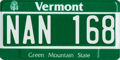 VT license plate NAN168