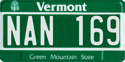 VT license plate NAN169