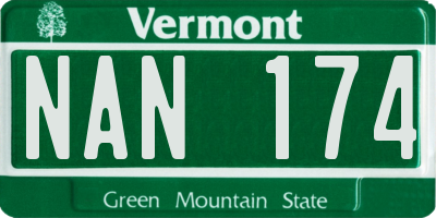 VT license plate NAN174