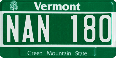 VT license plate NAN180