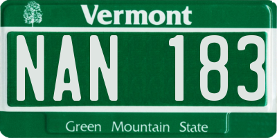 VT license plate NAN183