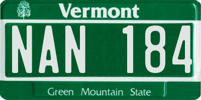 VT license plate NAN184