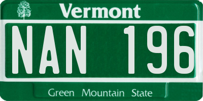VT license plate NAN196