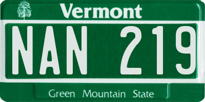 VT license plate NAN219