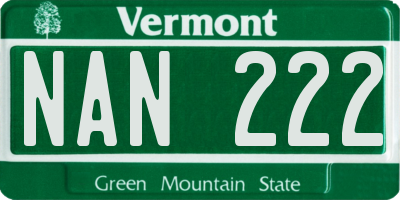 VT license plate NAN222