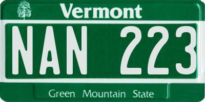 VT license plate NAN223