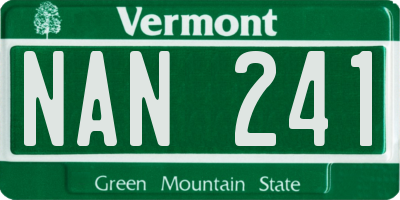 VT license plate NAN241
