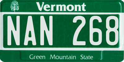 VT license plate NAN268