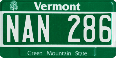 VT license plate NAN286