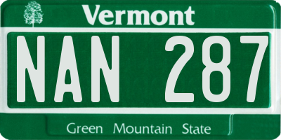 VT license plate NAN287