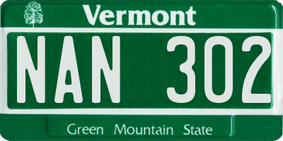 VT license plate NAN302