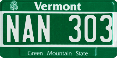 VT license plate NAN303