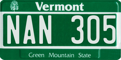 VT license plate NAN305