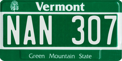 VT license plate NAN307