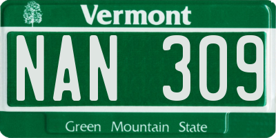 VT license plate NAN309