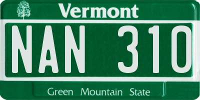 VT license plate NAN310