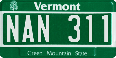 VT license plate NAN311