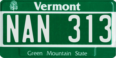 VT license plate NAN313