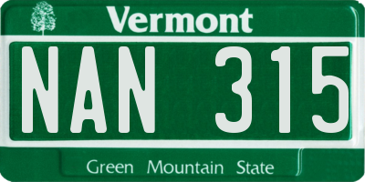 VT license plate NAN315
