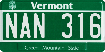 VT license plate NAN316