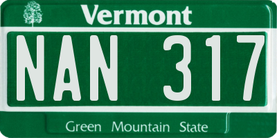 VT license plate NAN317