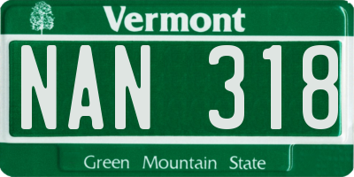 VT license plate NAN318