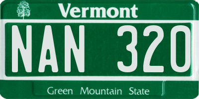 VT license plate NAN320