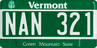 VT license plate NAN321