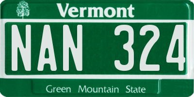 VT license plate NAN324