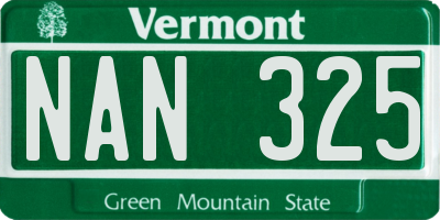 VT license plate NAN325