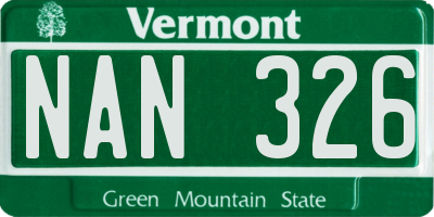 VT license plate NAN326
