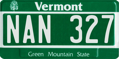 VT license plate NAN327