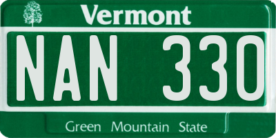VT license plate NAN330