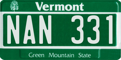 VT license plate NAN331