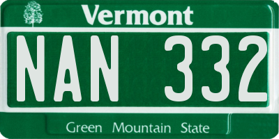 VT license plate NAN332