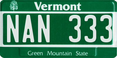 VT license plate NAN333